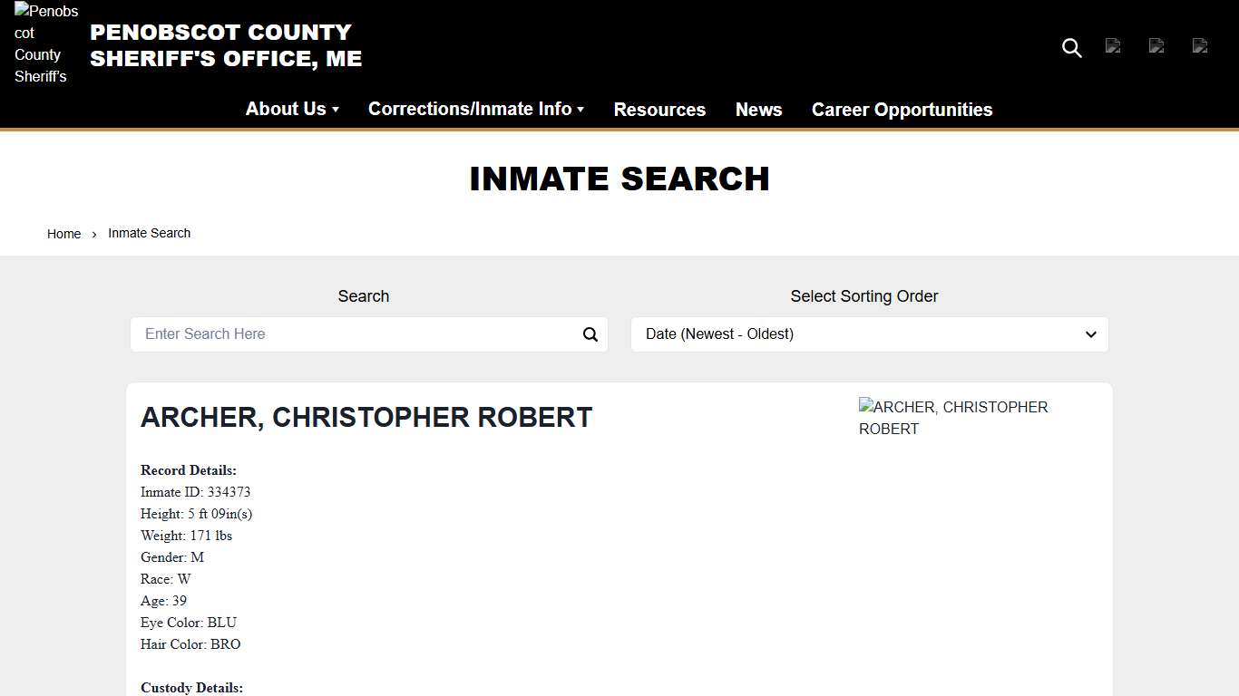 Inmate Search Penobscot County Sheriff’s Office